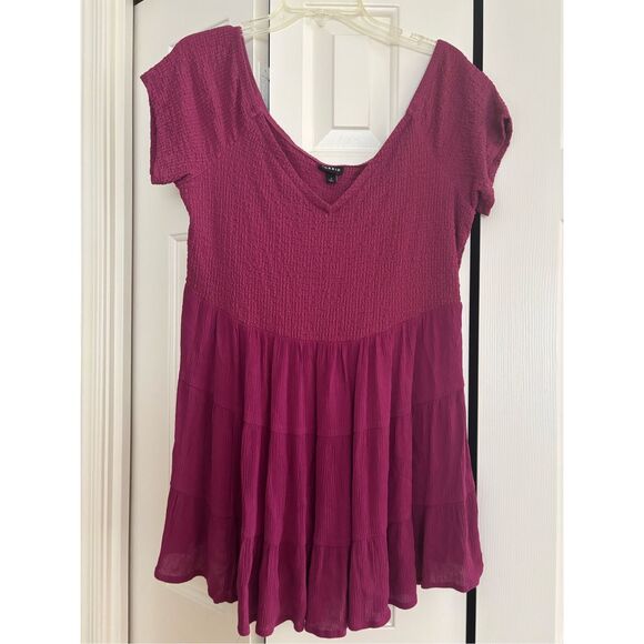 torrid Tops - Torrid Smocked and Gauze Low Shoulder Top